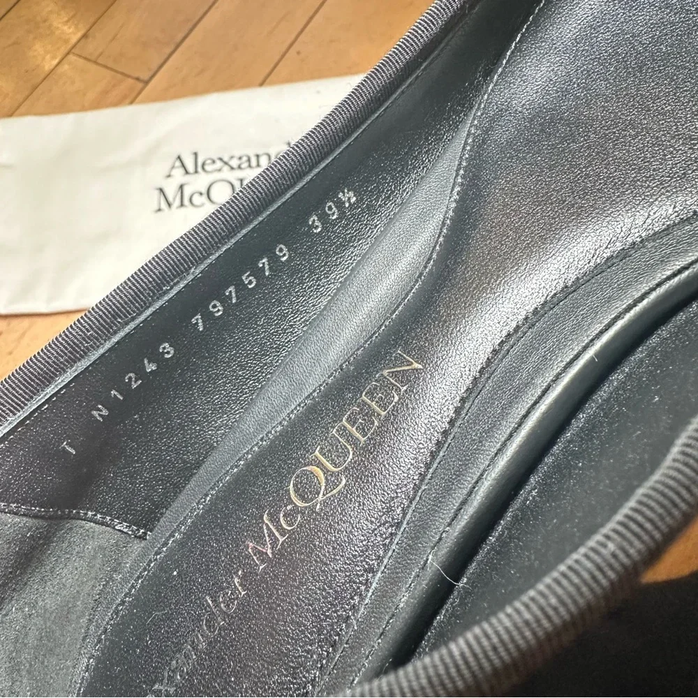 Alexander McQueen Black Armadillo Bow-Detailed Ballet Flats Size 39.5/9.5